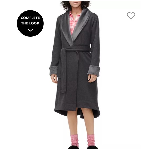 Like New! UGG Deffield Black Fleece Lined Robe - Picture 3 of 11